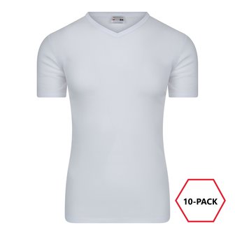 10-Pack Heren T-shirts V-Hals M3000 Wit