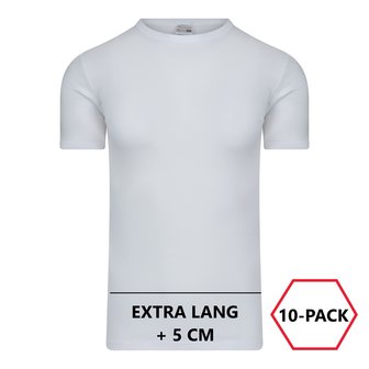 10-Pack Extra lange heren T-shirts O-Hals M3000 Wit