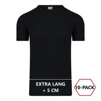 10-Pack Extra lange heren T-shirts O-Hals M3000 Zwart