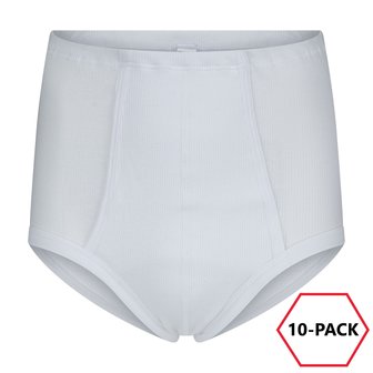 10-Pack Heren slips met gulp 2x2 rib Startex Wit