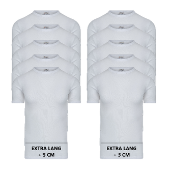 10-Pack Extra lange heren T-shirts O-Hals M3000 Wit