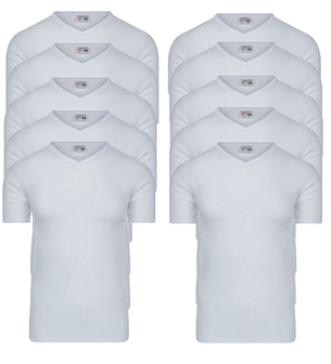 10-Pack Heren T-shirts V-Hals M3000 Wit