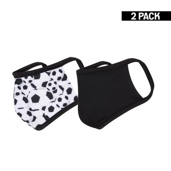 2-Pack Jongens mondkapjes Soccer/Zwart 4-9 jaar