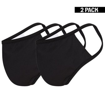 2-Pack Heren mondkapjes Zwart/Zwart maat M