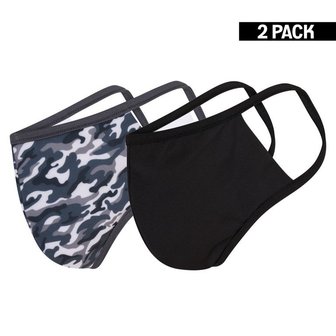 2-Pack Heren mondkapjes Camouflage/Zwart maat M