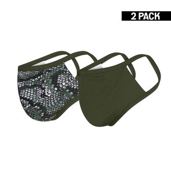 2-Pack Dames mondkapjes Snake/Donkergroen maat S