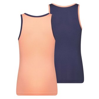 2-Pack Meisjes hemden Mix&amp;Match Zalm/D.Blauw