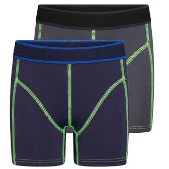 2-Pack Jongens boxershorts Mix&amp;Match uni D.Blauw/Grijs