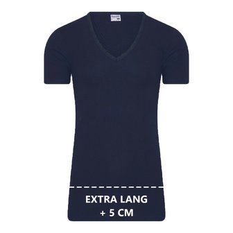 Extra lang heren T-shirt Diepe V-Hals M3000 Marine