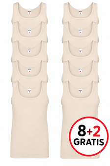 8+2 GRATIS heren singlets M3000 Huid