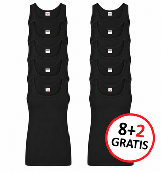 8+2 GRATIS Heren singlets M3000 Zwart