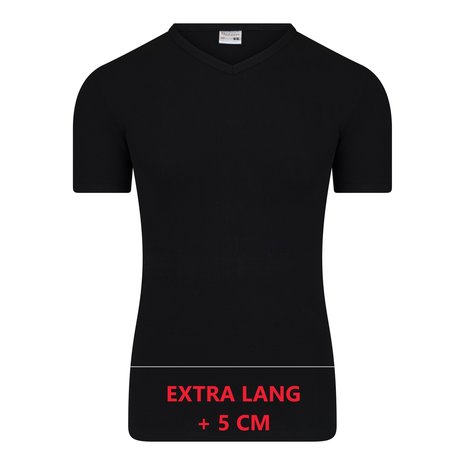 Extra lang heren T-shirt V-Hals M3000 Zwart