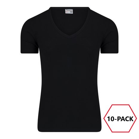 10-Pack Heren T-shirts Diepe V-Hals M3000 Zwart