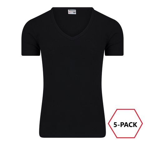 5-Pack Heren T-shirts Diepe V-Hals M3000 Zwart