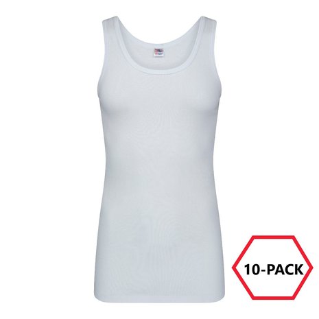 10-Pack Heren singlets 2x2 rib Startex Wit