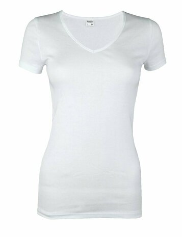 10-PACK BEEREN DAMES T-SHIRT MET V-HALS EN KORTE MOUW M3000 WIT