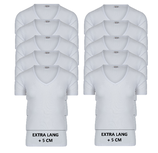 10-Pack Extra lange heren T-shirts met Diepe V-Hals M3000 Wit