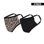 2-Pack Dames mondkapjes Leopard/Zwart maat S